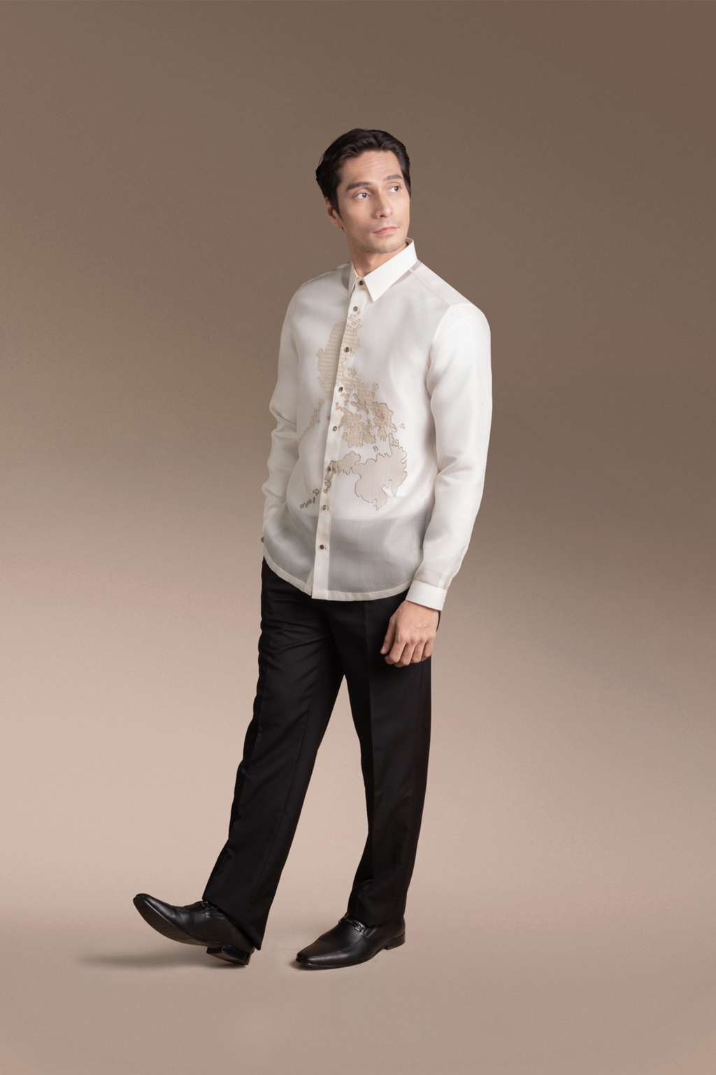 Onesimus Men’s Formal Barong Tagalog, Classic Pure Natural Silk, Embroidered