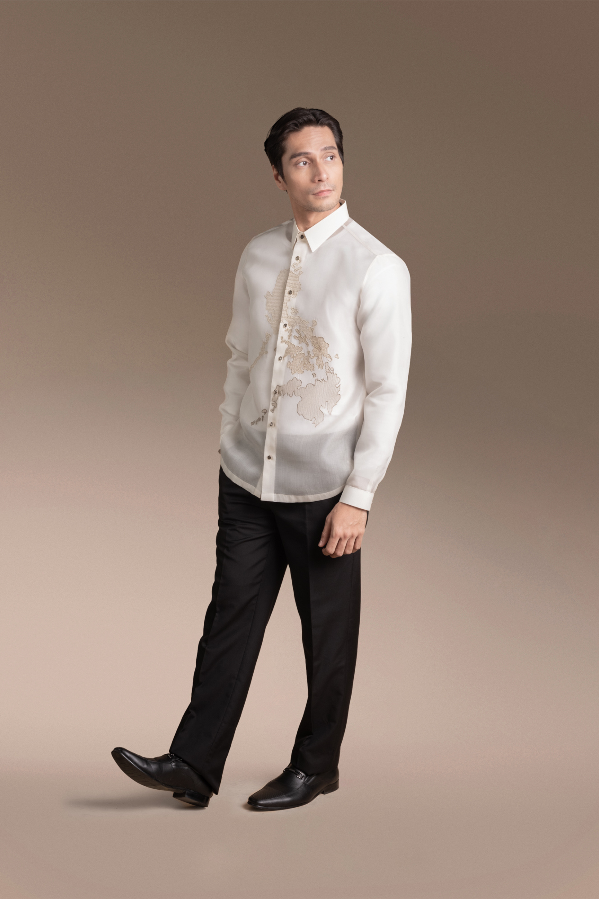 Onesimus Men’s Formal Barong Tagalog, Classic Pure Natural Silk, Embroidered