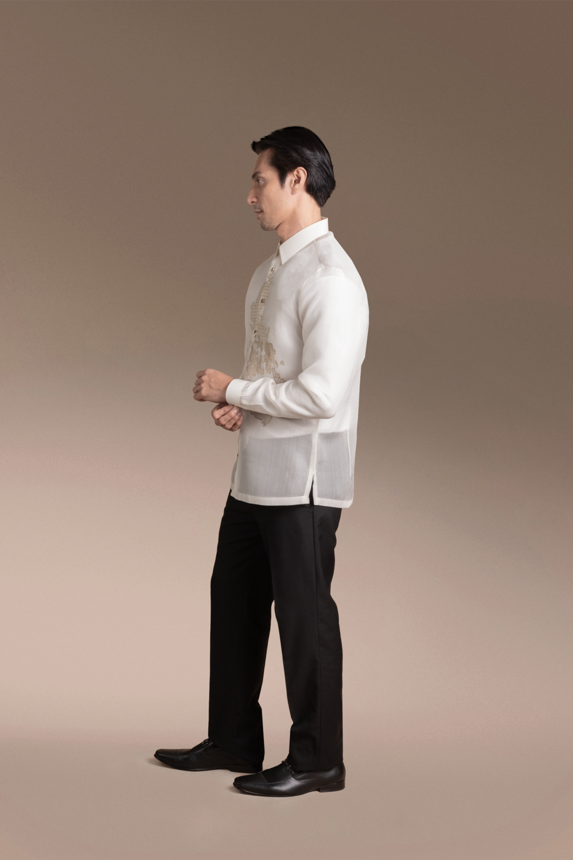 Onesimus Men’s Formal Barong Tagalog, Classic Pure Natural Silk, Embroidered