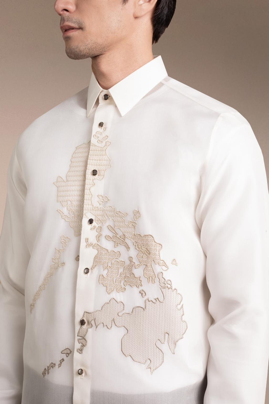 Onesimus Men’s Formal Barong Tagalog, Classic Pure Natural Silk, Embroidered