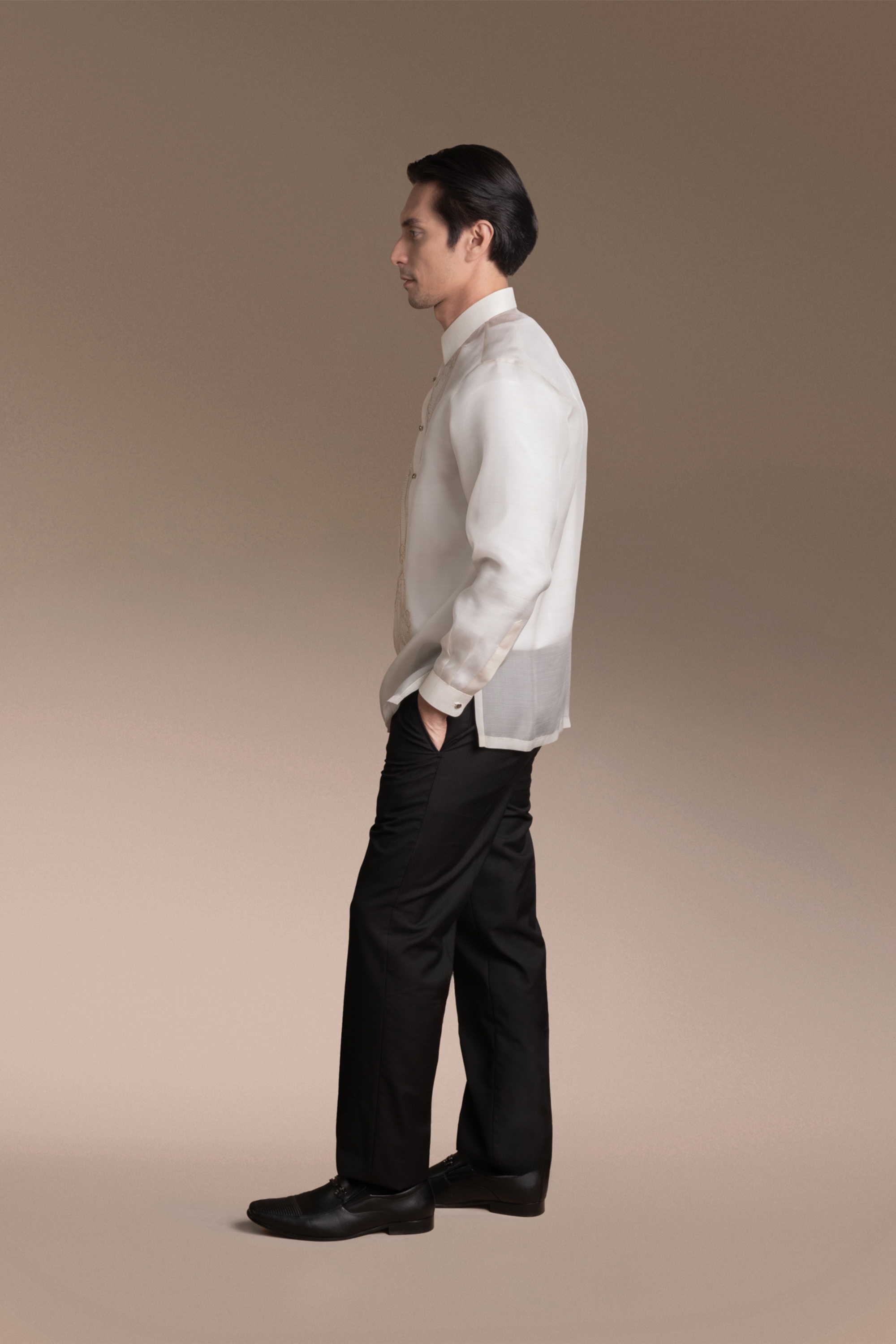 Onesimus Men’s Formal Barong Tagalog, Classic Pure Natural Silk, Embroidered
