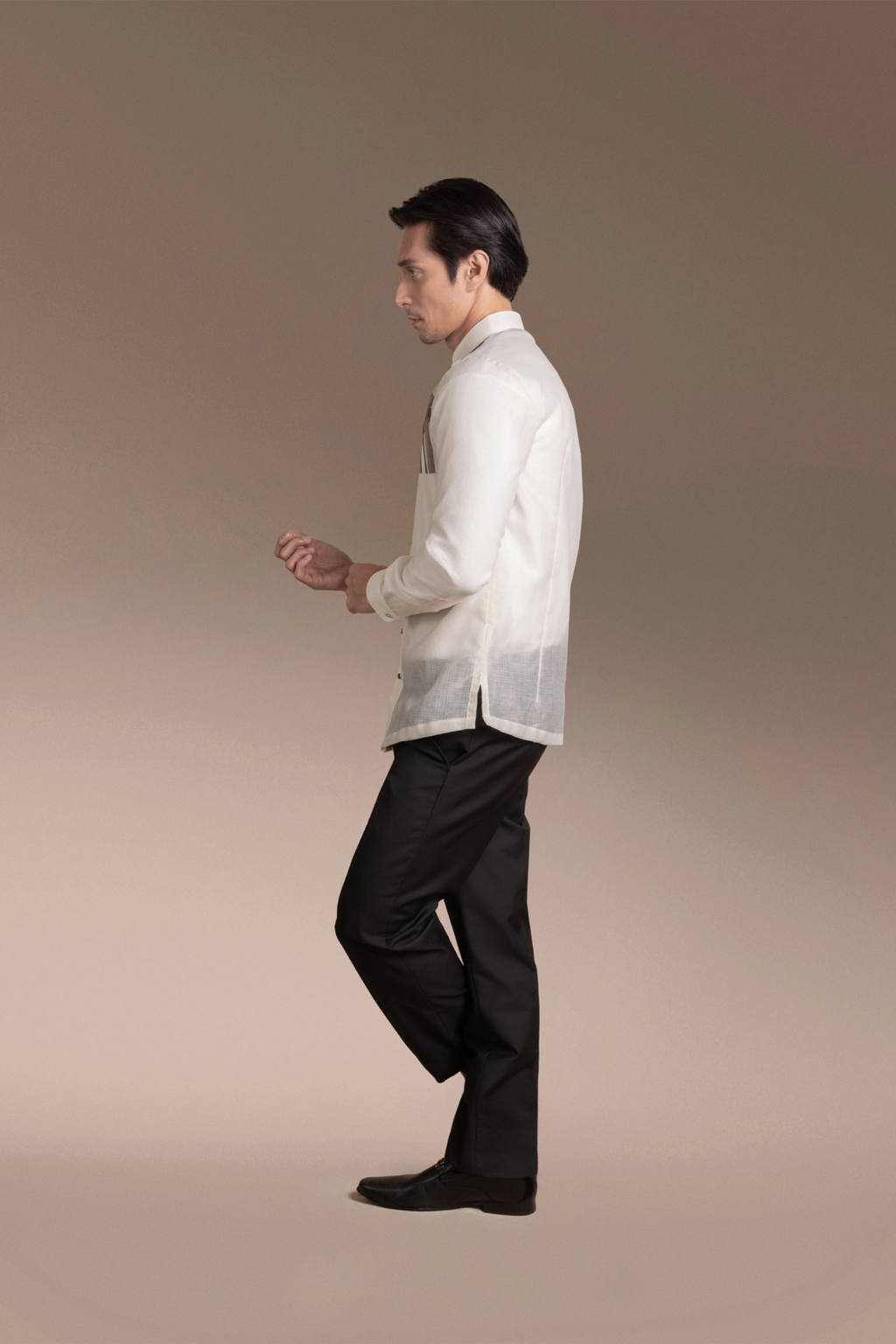 Onesimus Men’s Formal Barong Tagalog, Textured Faux Silk, Printed
