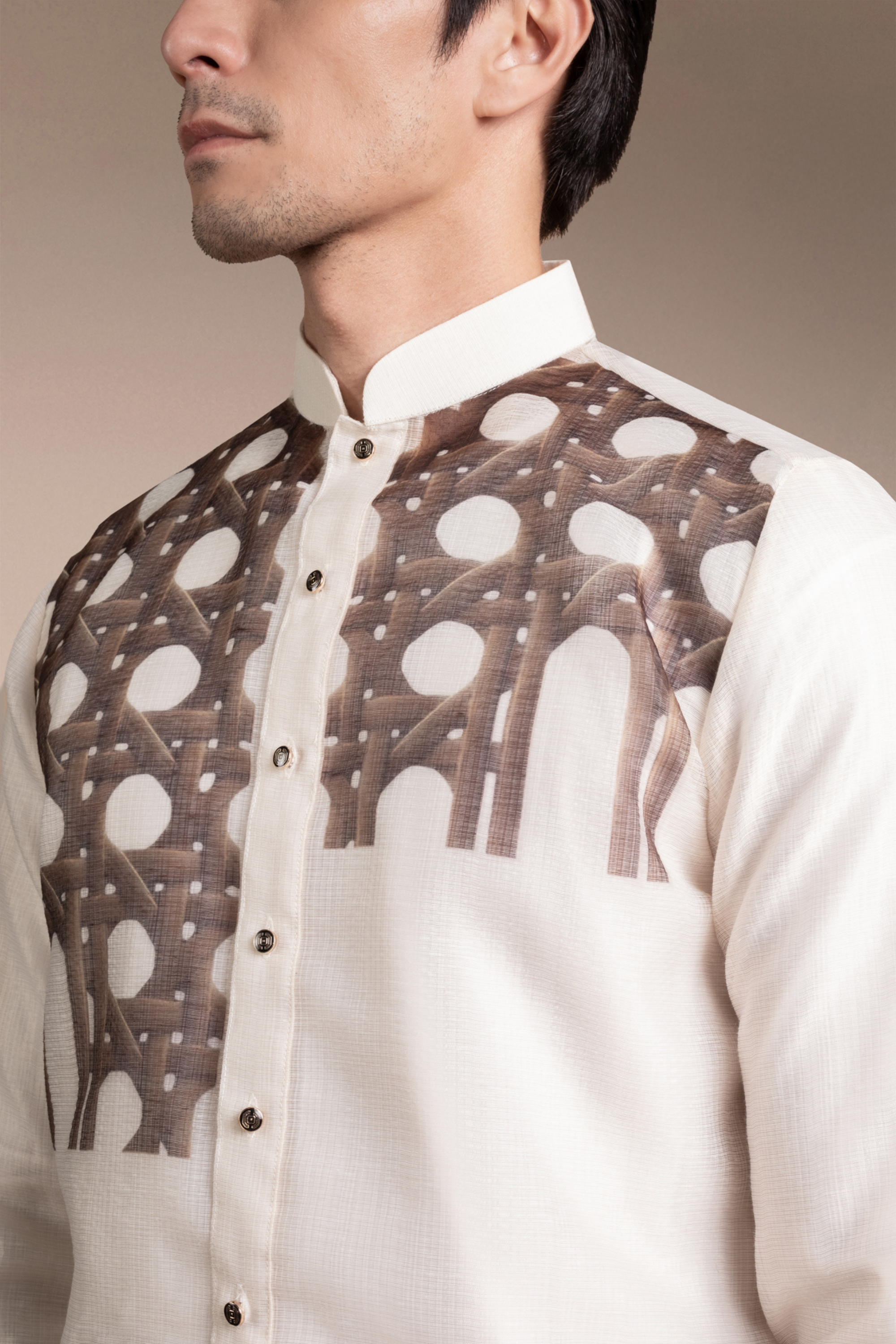 Onesimus Men’s Formal Barong Tagalog, Textured Faux Silk, Printed