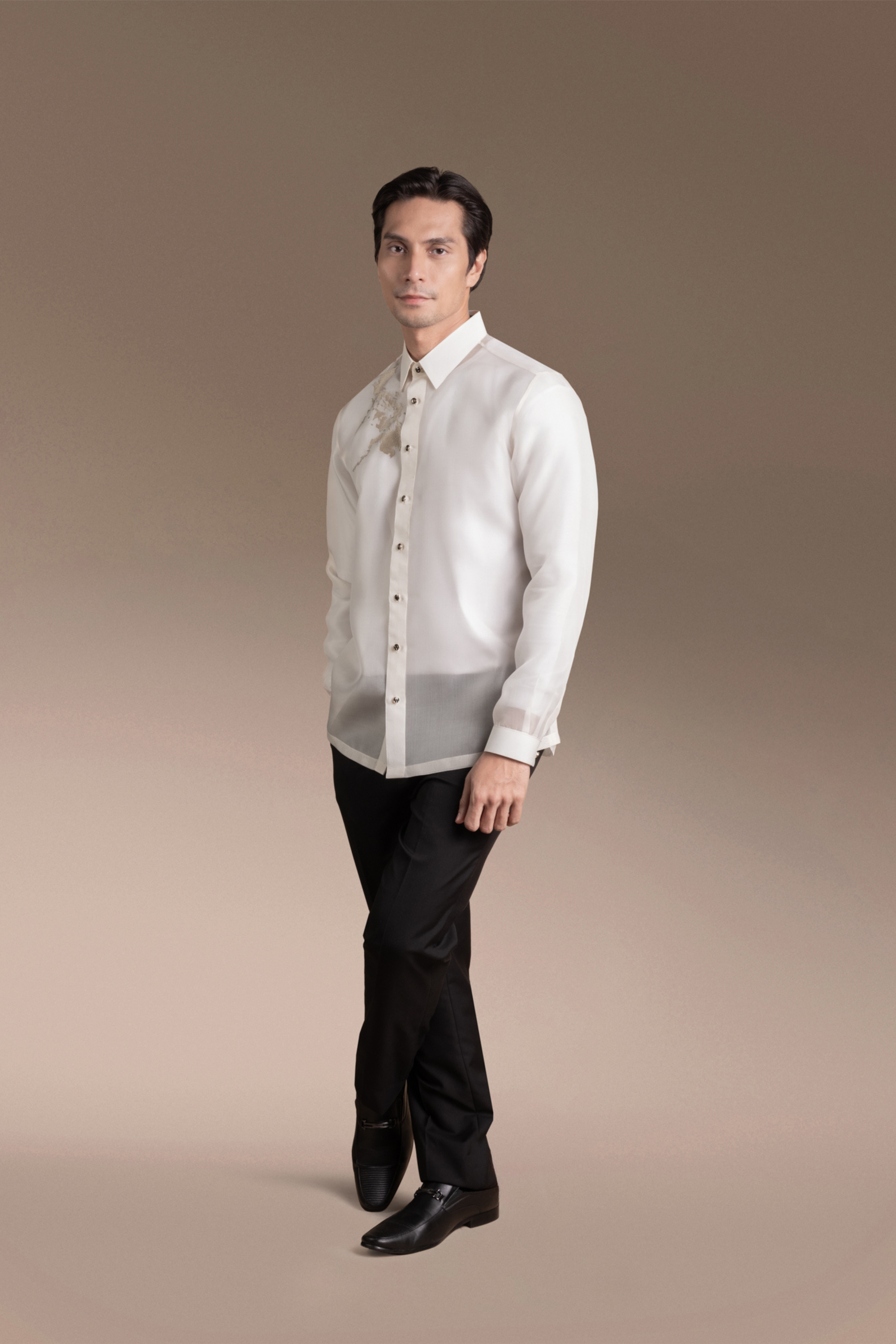 Onesimus Men’s Formal Barong Tagalog, Classic Pure Natural Silk, Embroidered