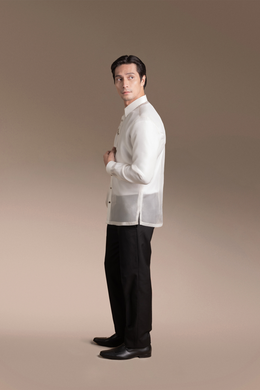 Onesimus Men’s Formal Barong Tagalog, Classic Pure Natural Silk, Embroidered