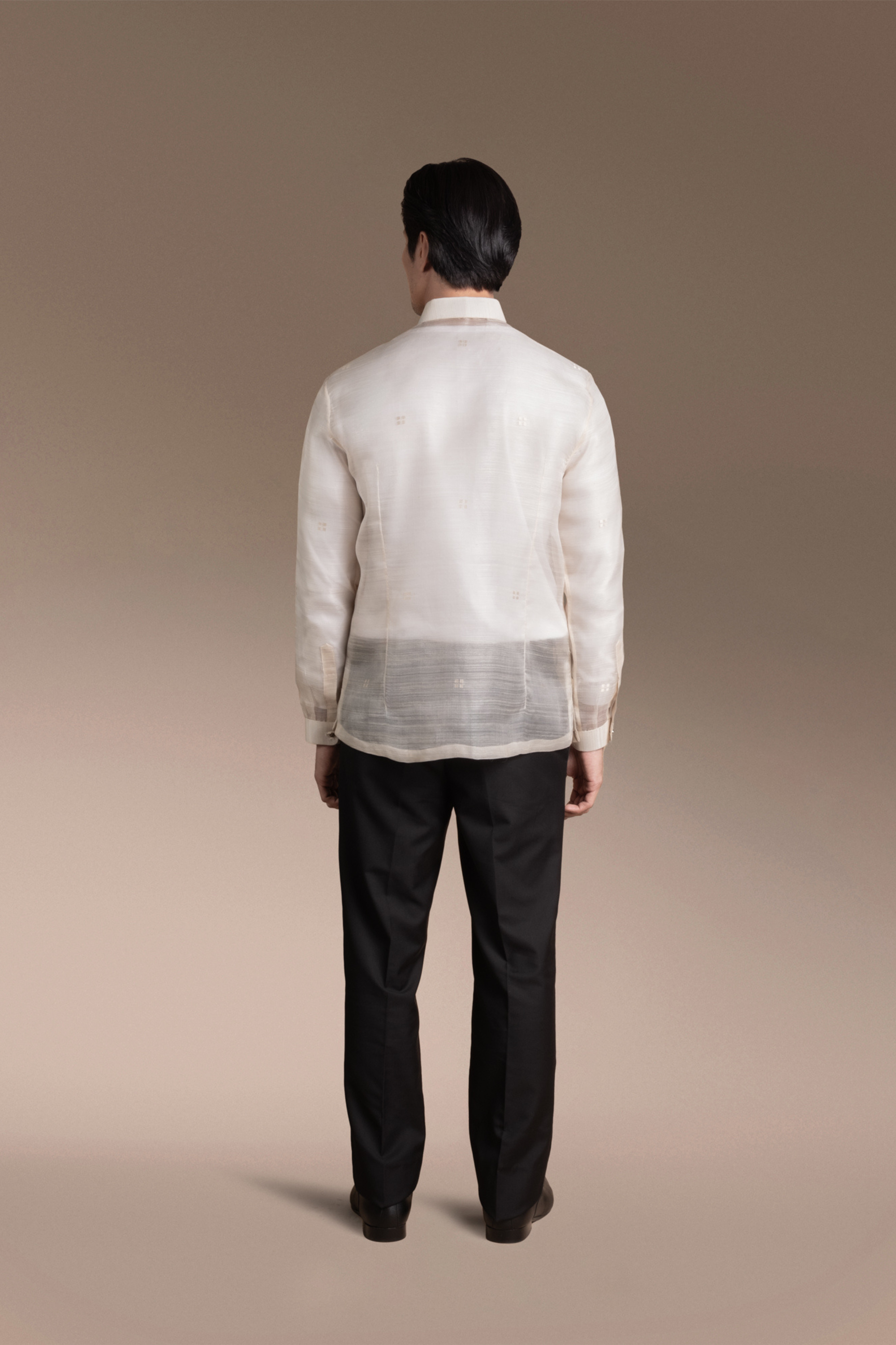 Onesimus Men’s Formal Barong Tagalog, Handwoven Pineapple Leaves Fiber and Natural Silk, Embroidered