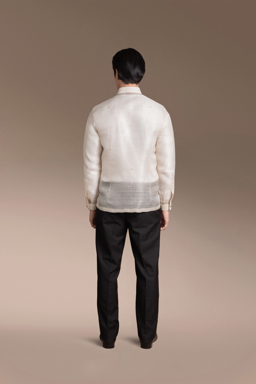 Onesimus Mens Formal Barong Tagalog, Handwoven Pineapple Leaves Fiber and Natural Silk, Embroidered