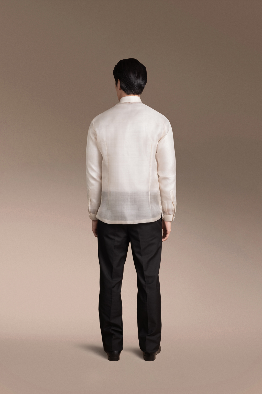 Onesimus Men’s Formal Barong Tagalog, Textured Pure Natural Silk, Embroidered