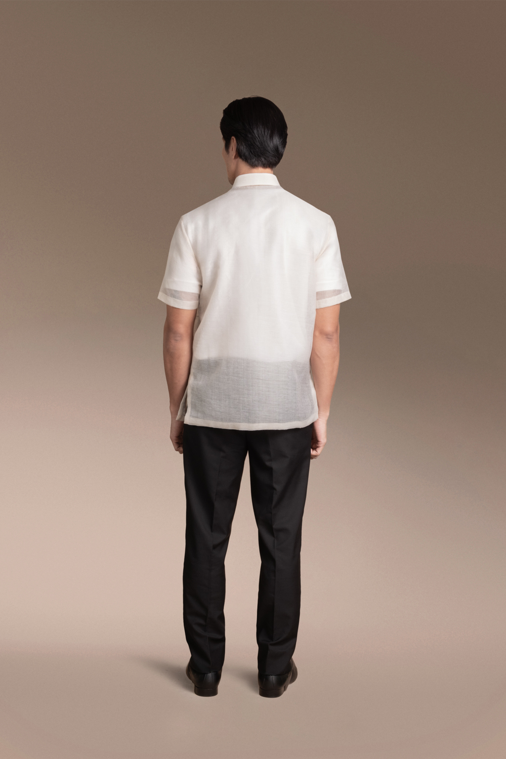 Onesimus Mens Formal Barong Tagalog, Textured Faux Silk, Embroidered