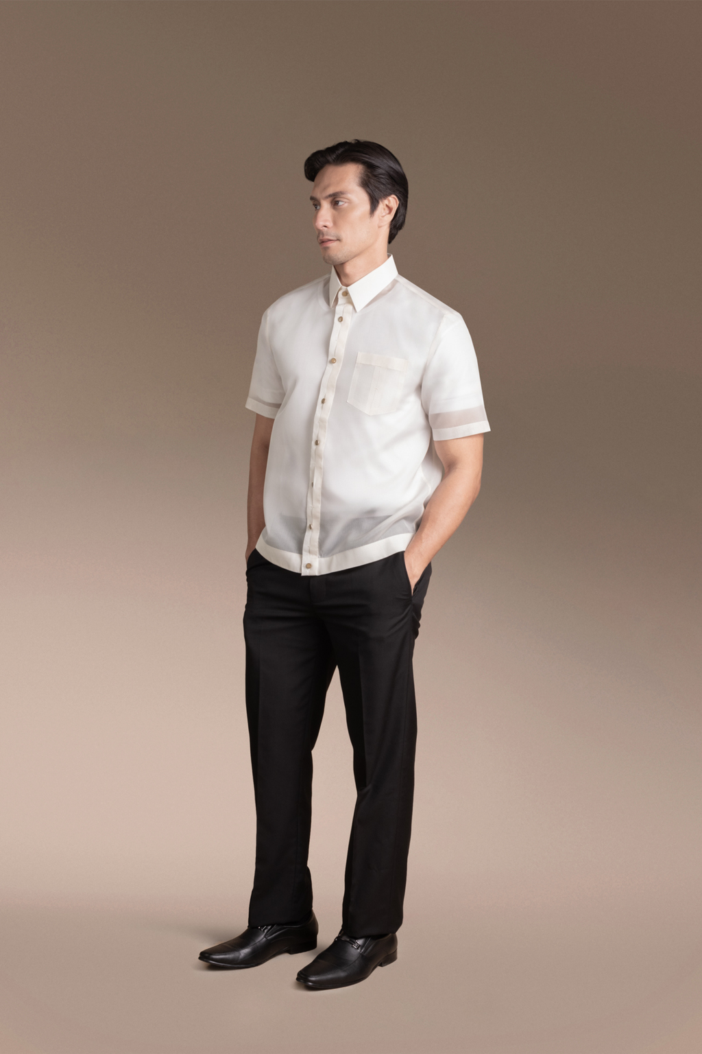 Onesimus Men’s Formal Barong Tagalog, Classic Pure Natural Silk, Embroidered