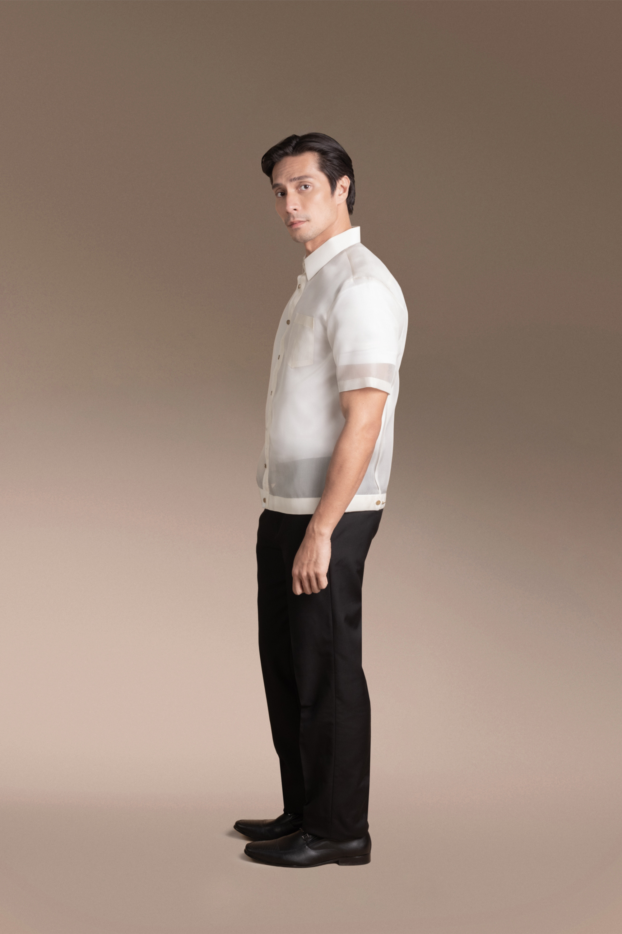 Onesimus Men’s Formal Barong Tagalog, Classic Pure Natural Silk, Embroidered