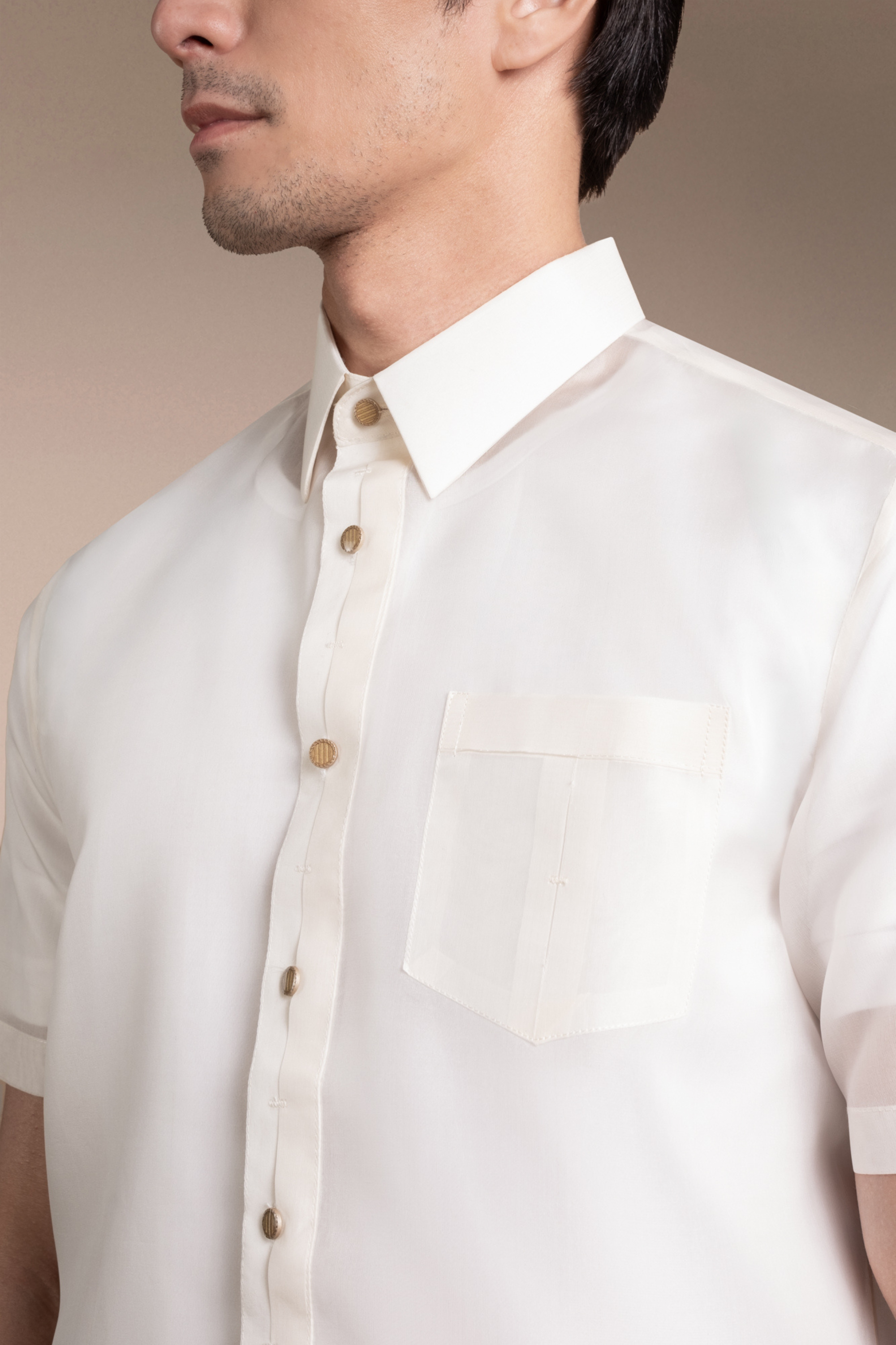 Onesimus Men’s Formal Barong Tagalog, Classic Pure Natural Silk, Embroidered