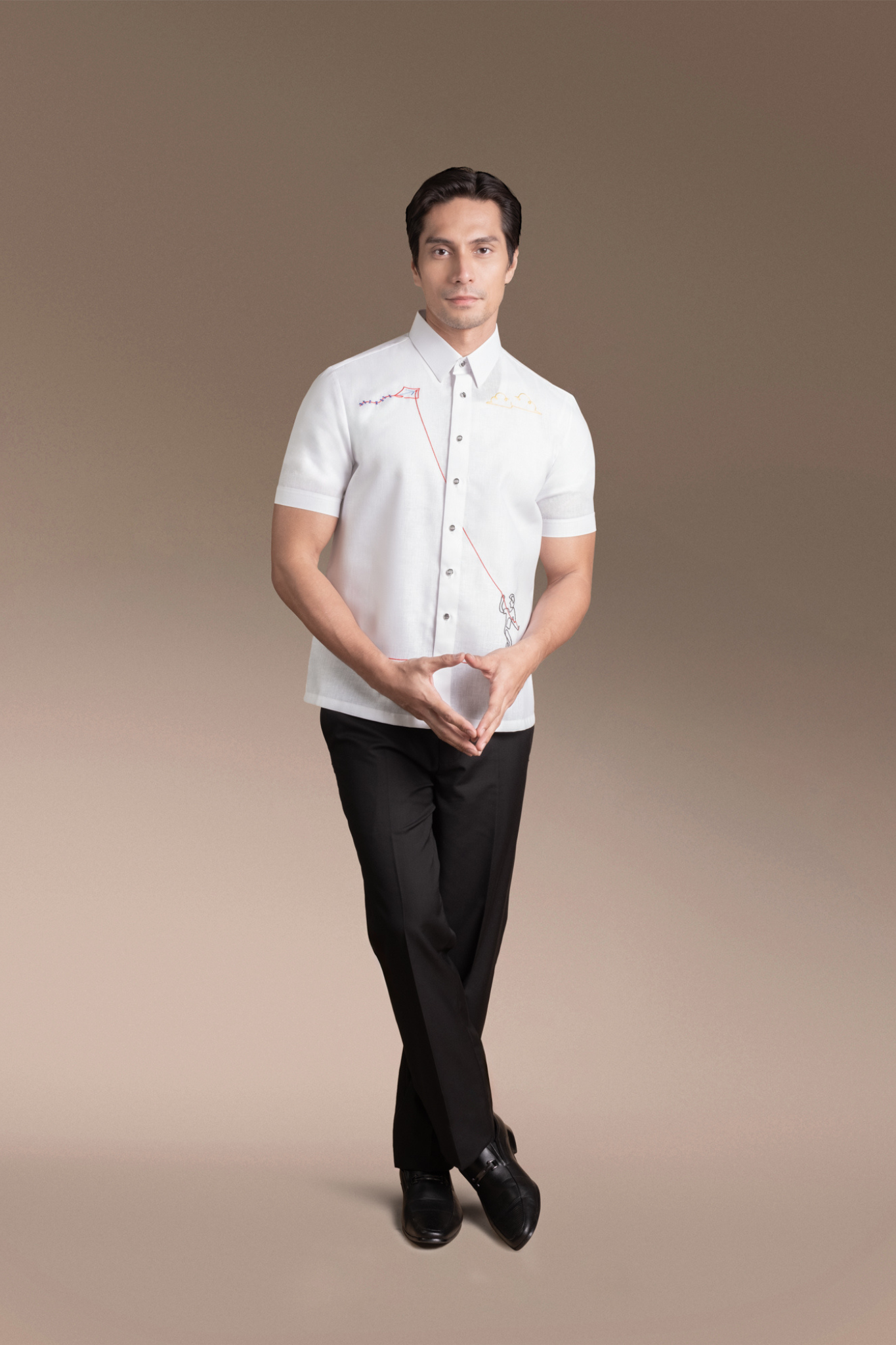 Onesimus Men’s Formal Barong Tagalog, Polyester-cotton blend, Embroidered