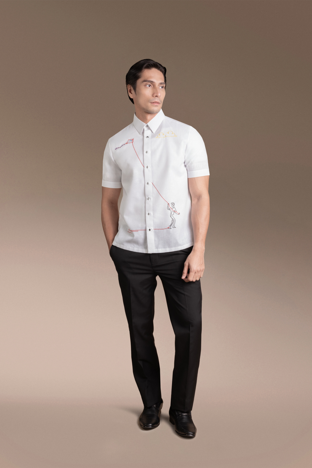 Onesimus Men’s Formal Barong Tagalog, Polyester-cotton blend, Embroidered
