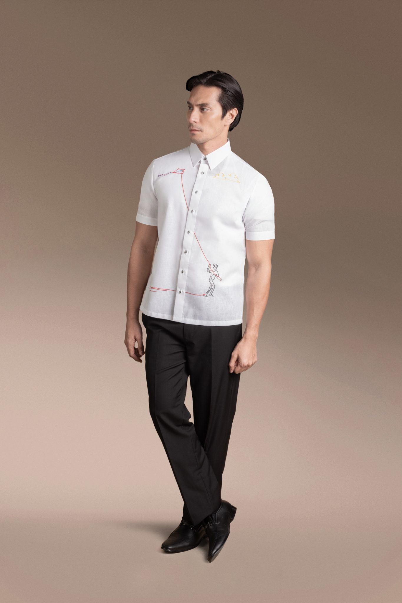 Onesimus Men’s Formal Barong Tagalog, Polyester-cotton blend, Embroidered
