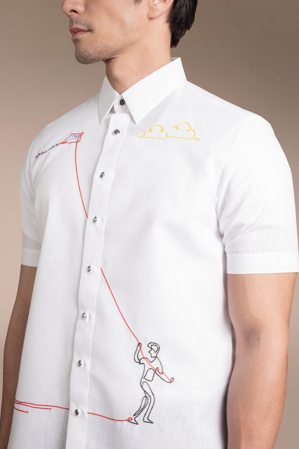 Onesimus Men’s Formal Barong Tagalog, Polyester-cotton blend, Embroidered