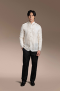 Onesimus Men’s Formal Barong Tagalog, Textured Pure Natural Silk, Embroidered