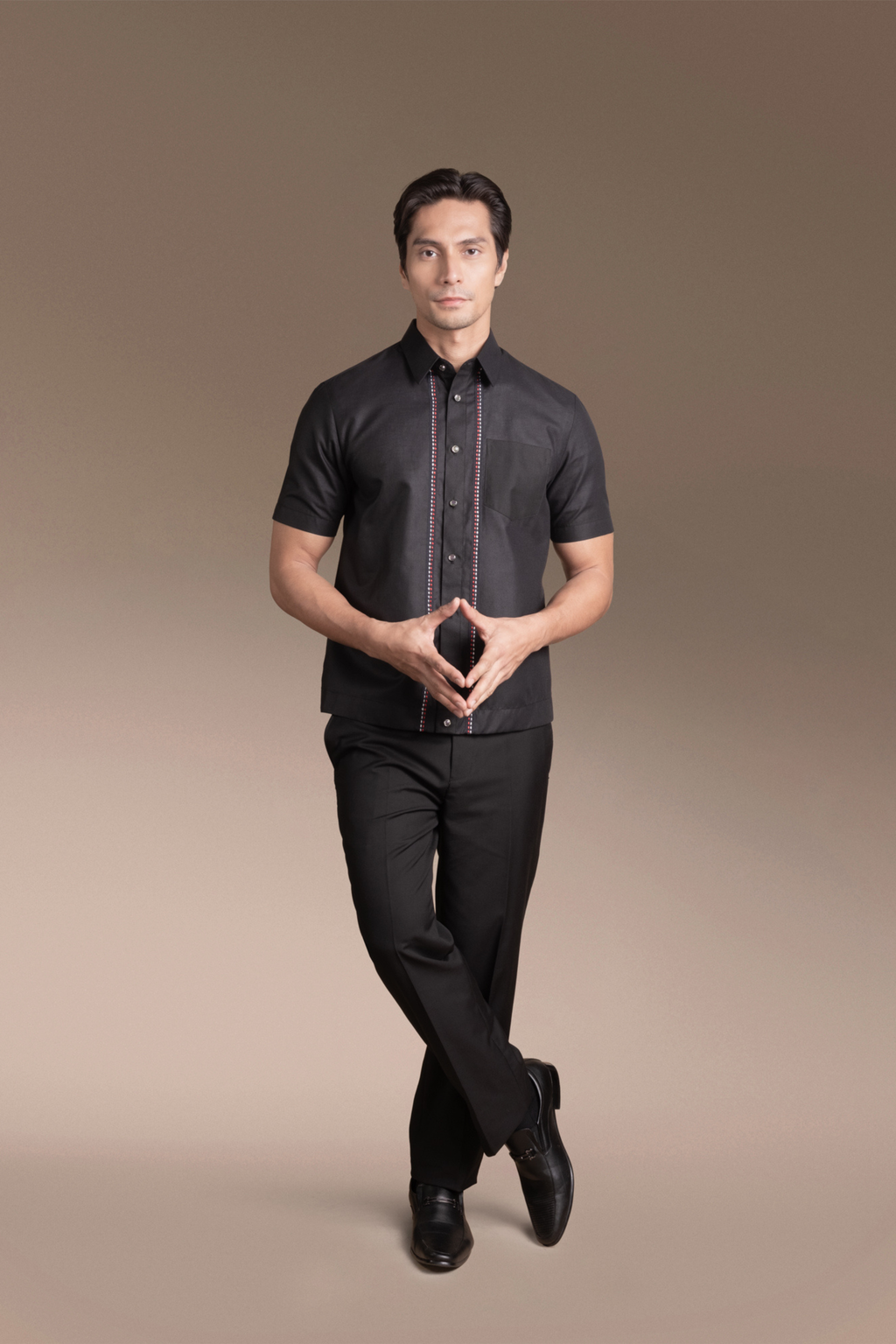 Onesimus Men’s Office Barong , Polyester-cotton Blend, Applique