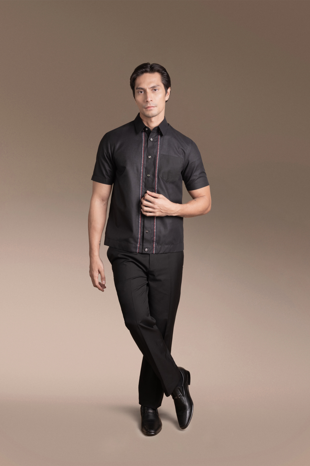 Onesimus Men’s Office Barong , Polyester-cotton Blend, Applique