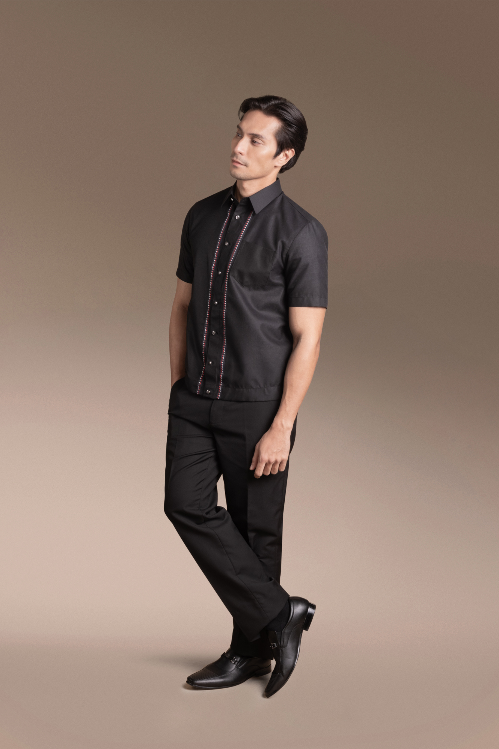 Onesimus Men’s Office Barong , Polyester-cotton Blend, Applique