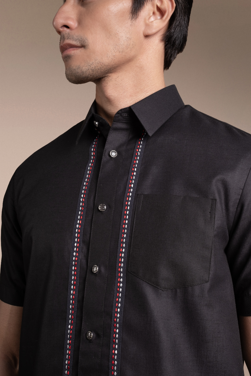 Onesimus Men’s Office Barong , Polyester-cotton Blend, Applique