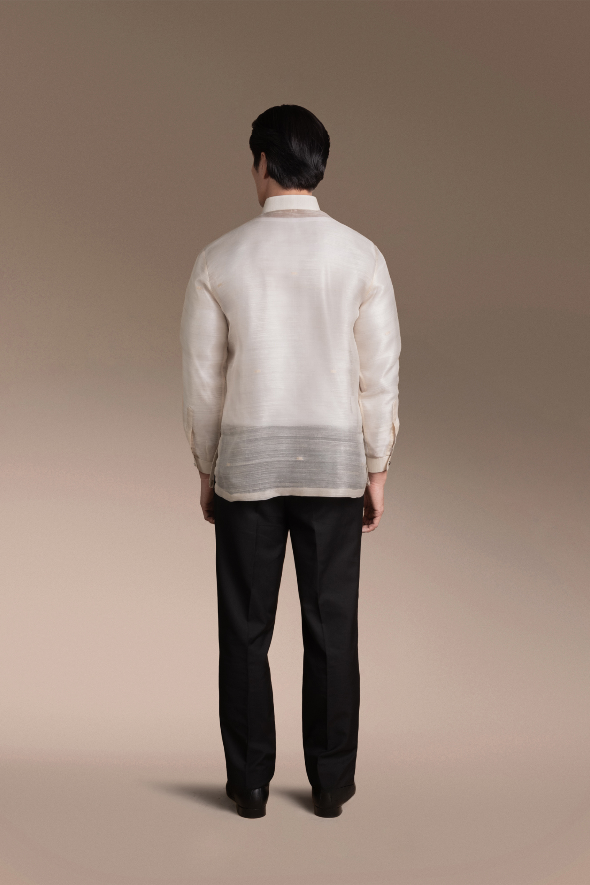 Onesimus Men’s Formal Barong Tagalog, Handwoven Pineapple Leaves Fiber and Natural Silk, Embroidered