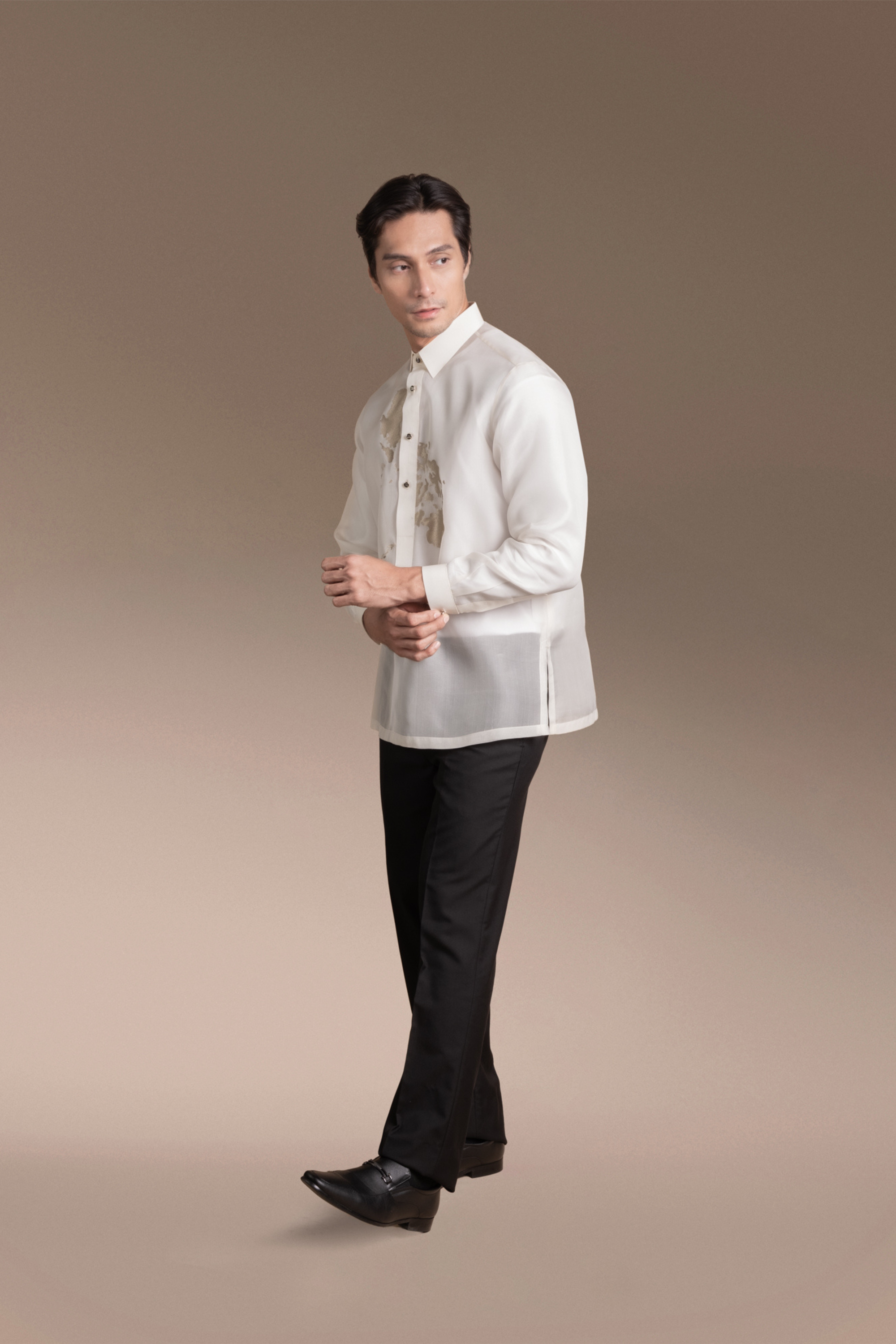 Onesimus Men’s Formal Barong Tagalog, Classic Pure Natural Silk, Embroidered