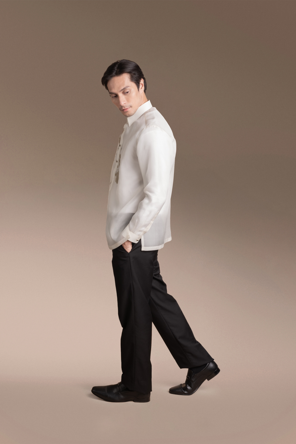 Onesimus Men’s Formal Barong Tagalog, Classic Pure Natural Silk, Embroidered