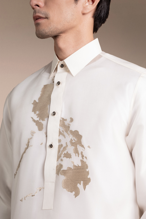 Onesimus Men’s Formal Barong Tagalog, Classic Pure Natural Silk, Embroidered