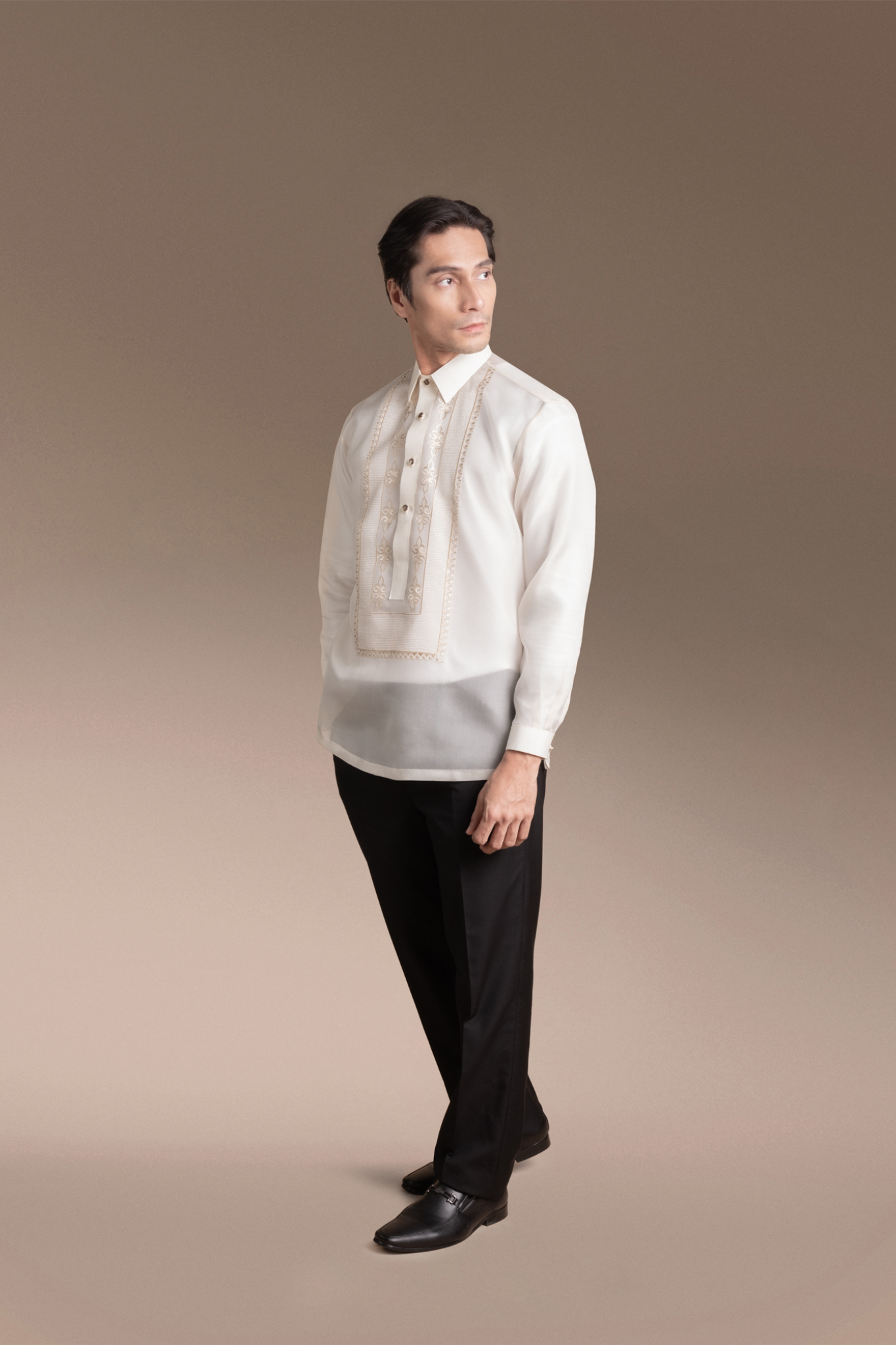 Onesimus Men’s Formal Barong Tagalog, Classic Pure Natural Silk, Embroidered