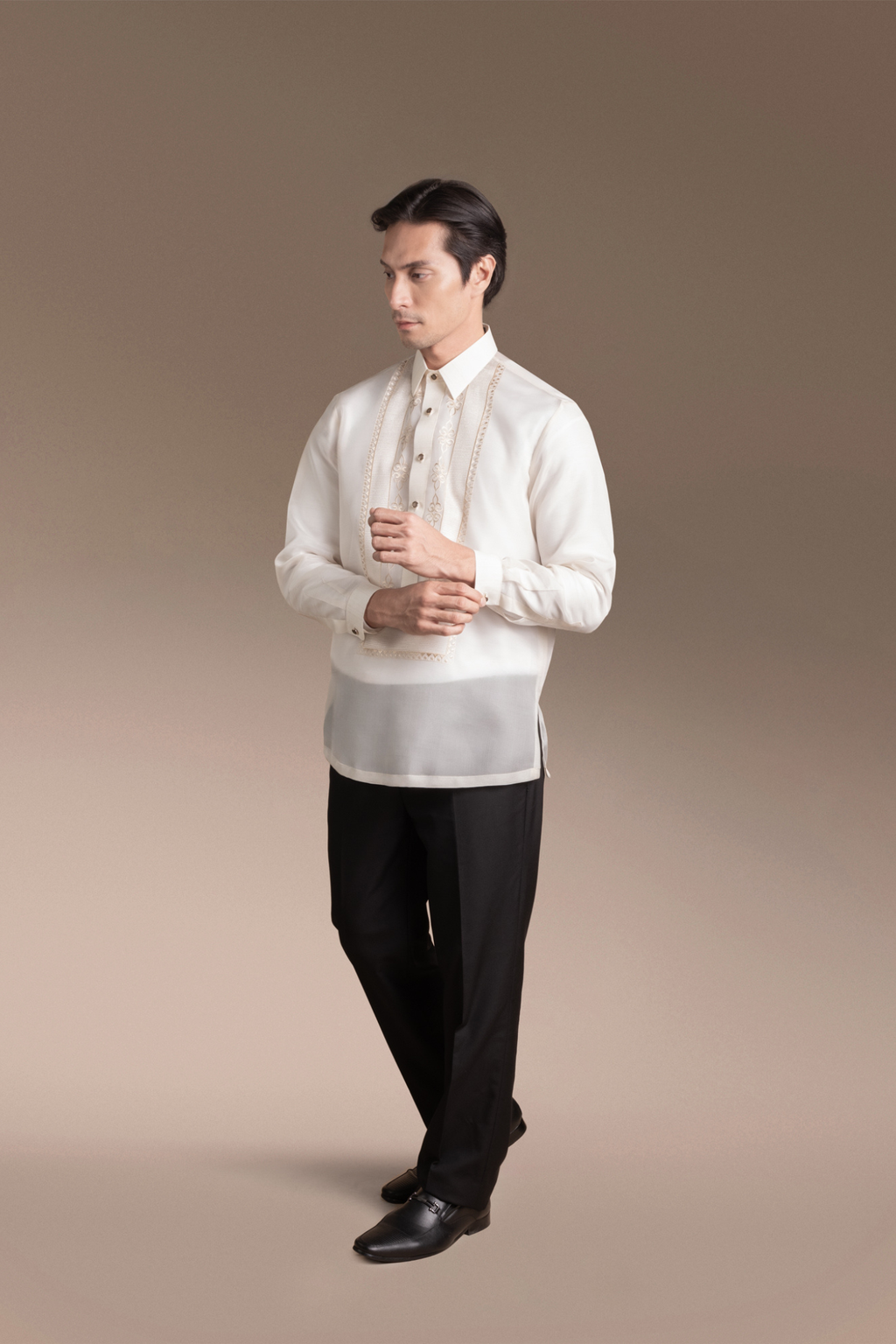 Onesimus Men’s Formal Barong Tagalog, Classic Pure Natural Silk, Embroidered