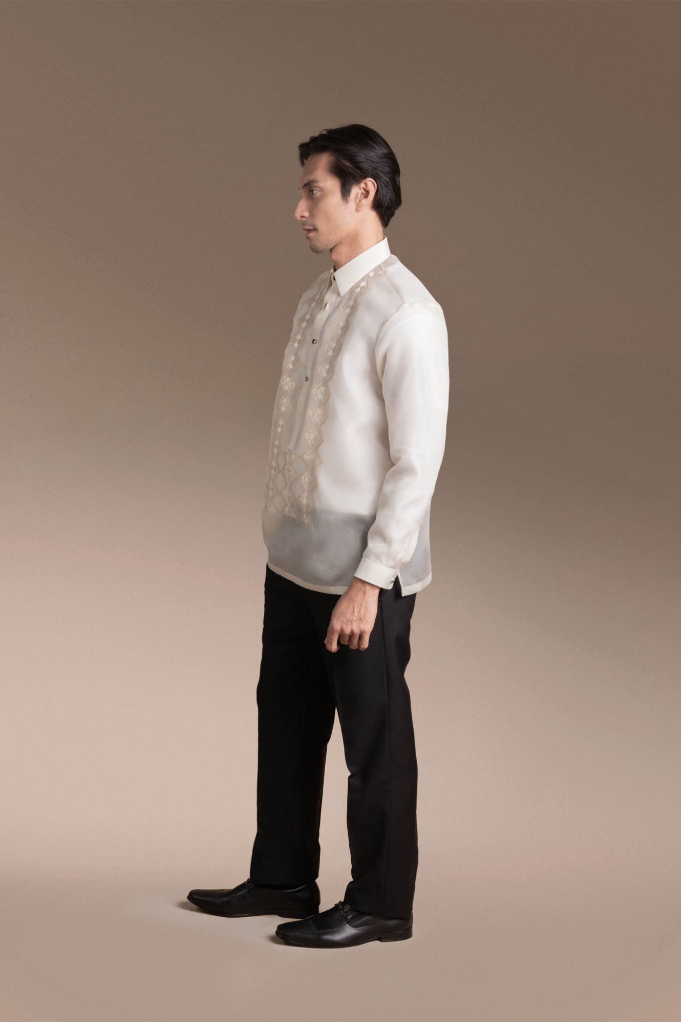 Onesimus Men’s Formal Barong Tagalog,  Classic Pure Natural Silk, Embroidered