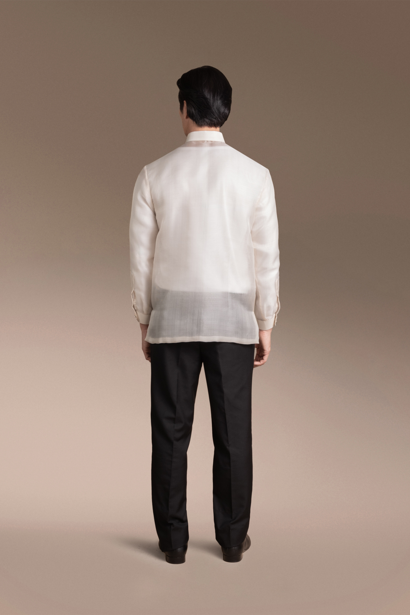 Onesimus Mens Formal Barong Tagalog, Textured Pure Natural Silk, Embroidered
