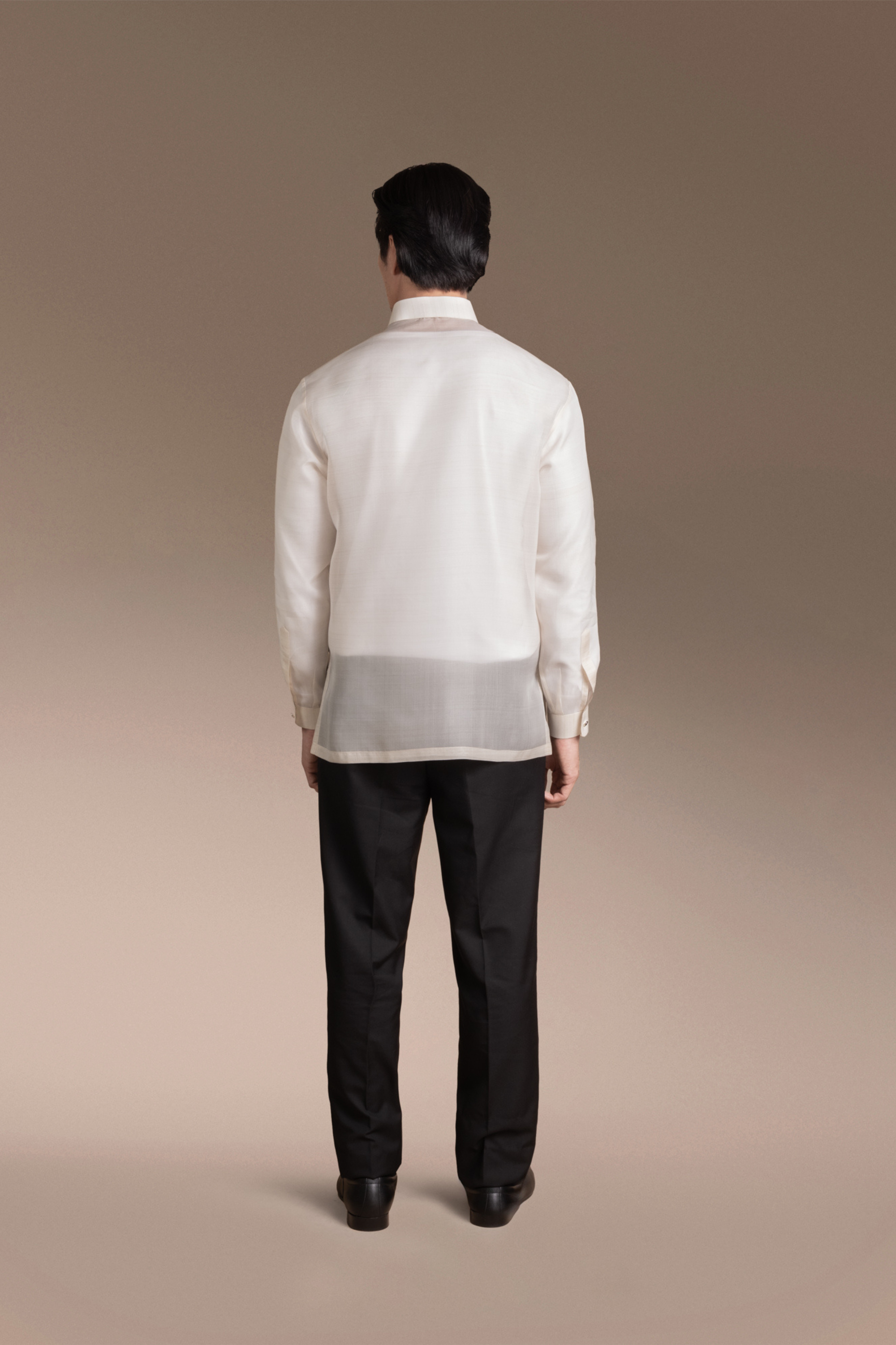 Onesimus Men’s Formal Barong Tagalog, Textured Pure Natural Silk, Embroidered