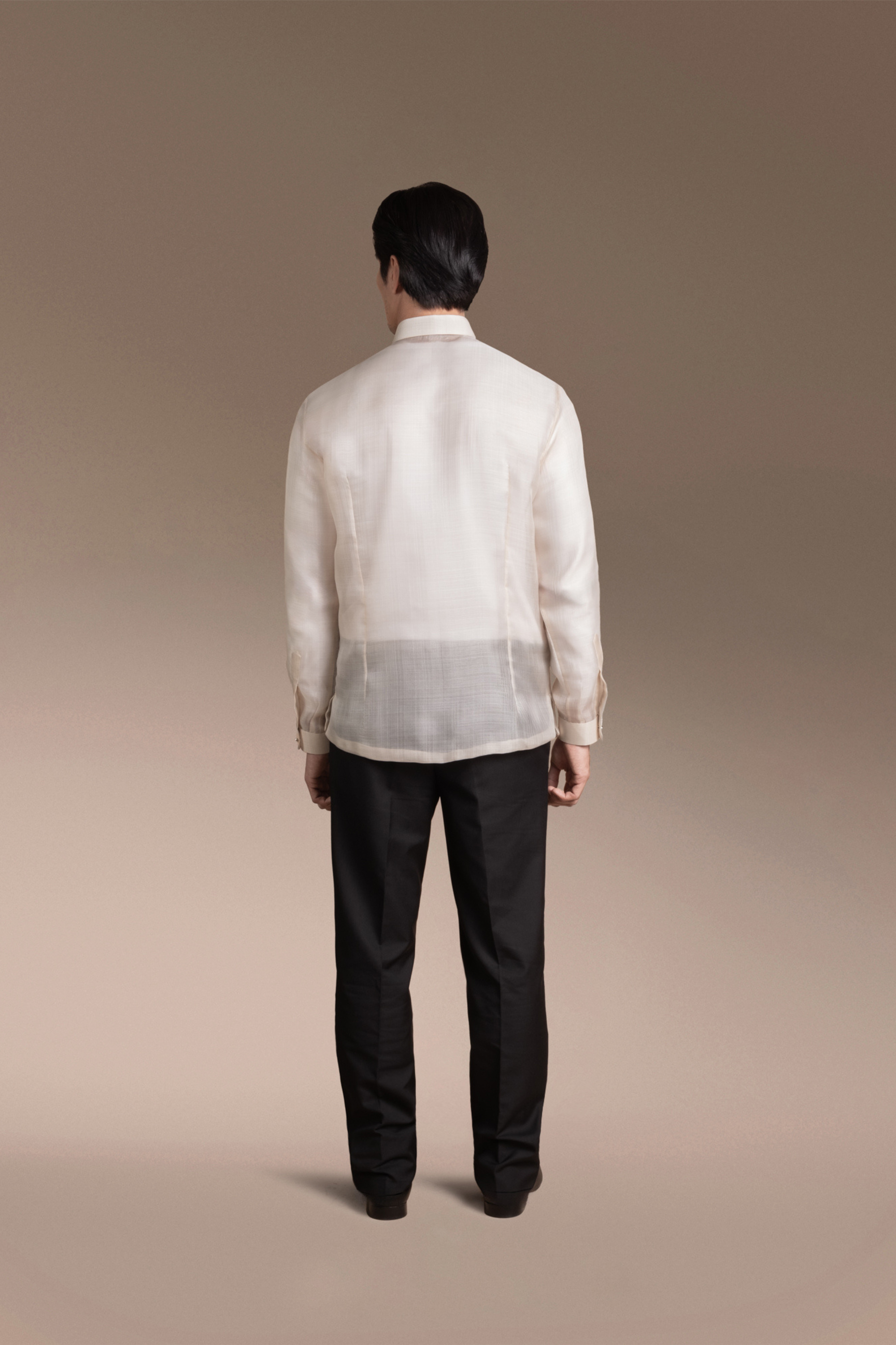 Onesimus Men’s Formal Barong Tagalog, Textured Pure Natural Silk, Embroidered