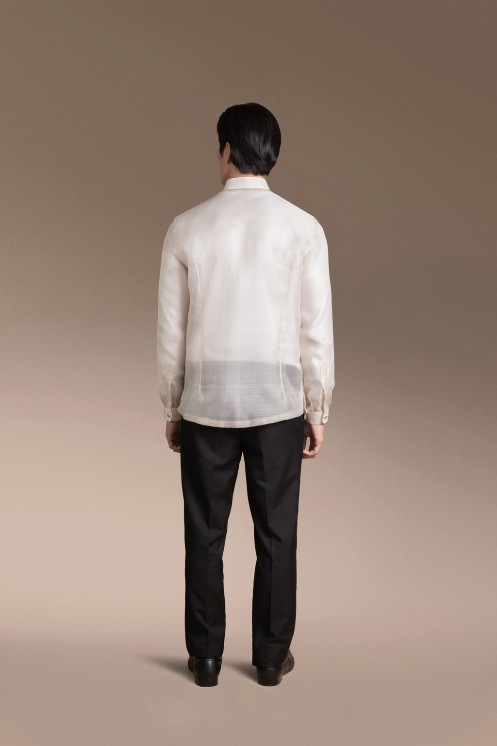 Onesimus Men’s Formal Barong Tagalog, Textured Pure Natural Silk, Embroidered