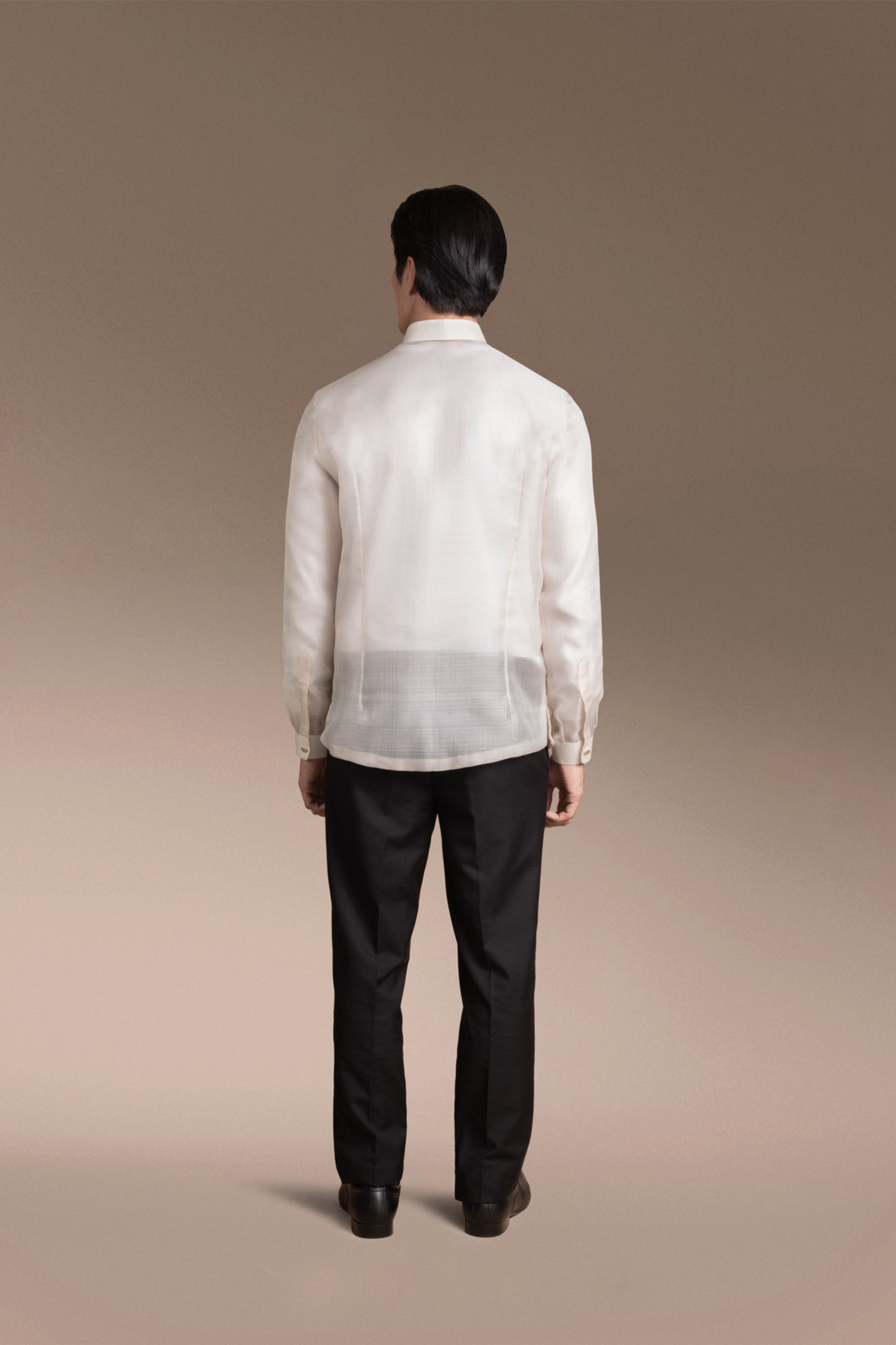Onesimus Men’s Formal Barong Tagalog, Textured Pure Natural Silk, Embroidered