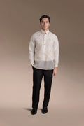Onesimus Men’s Formal Barong Tagalog, Textured Pure Natural Silk, Embroidered