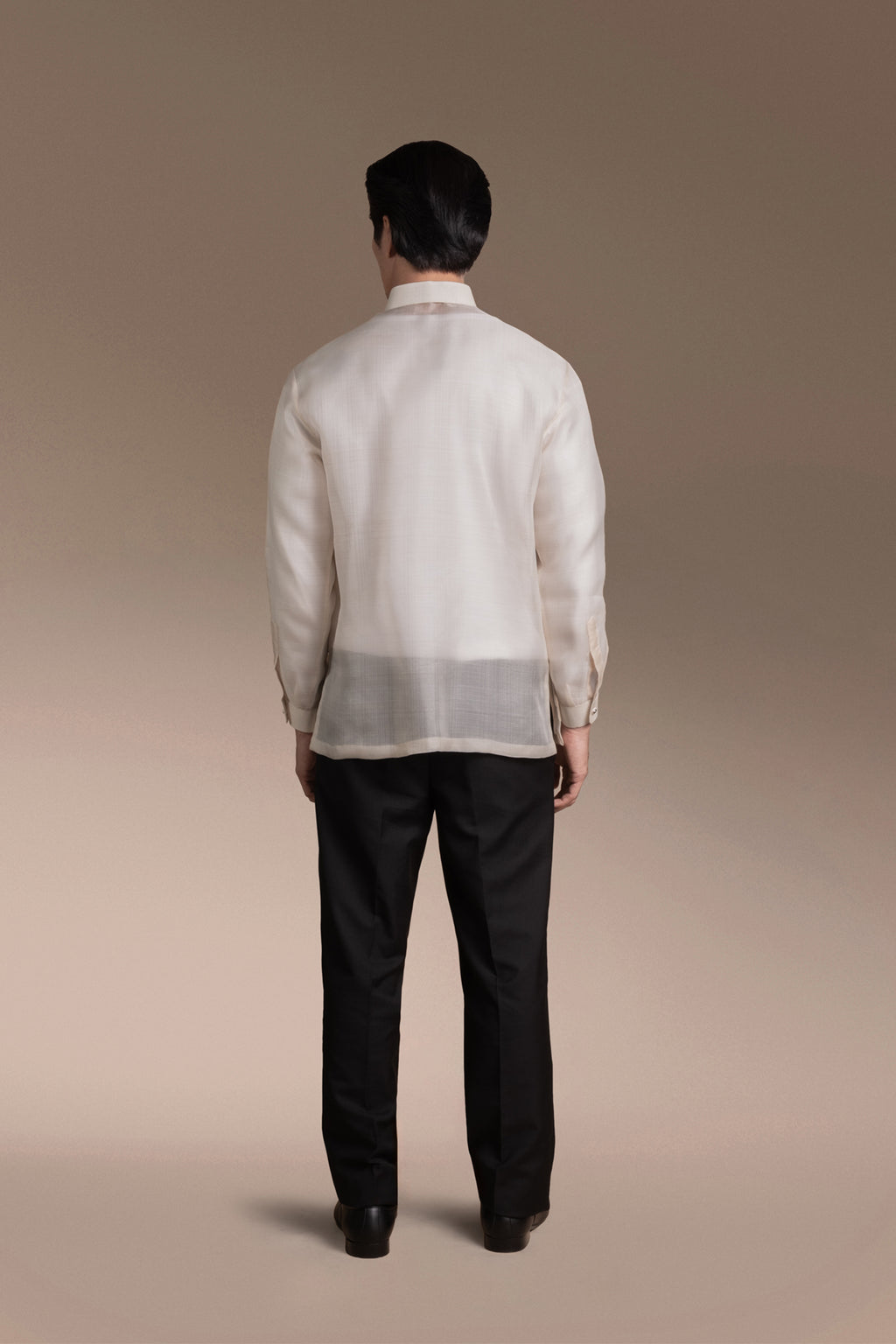Onesimus Men’s Formal Barong Tagalog, Textured Pure Natural Silk, Embroidered