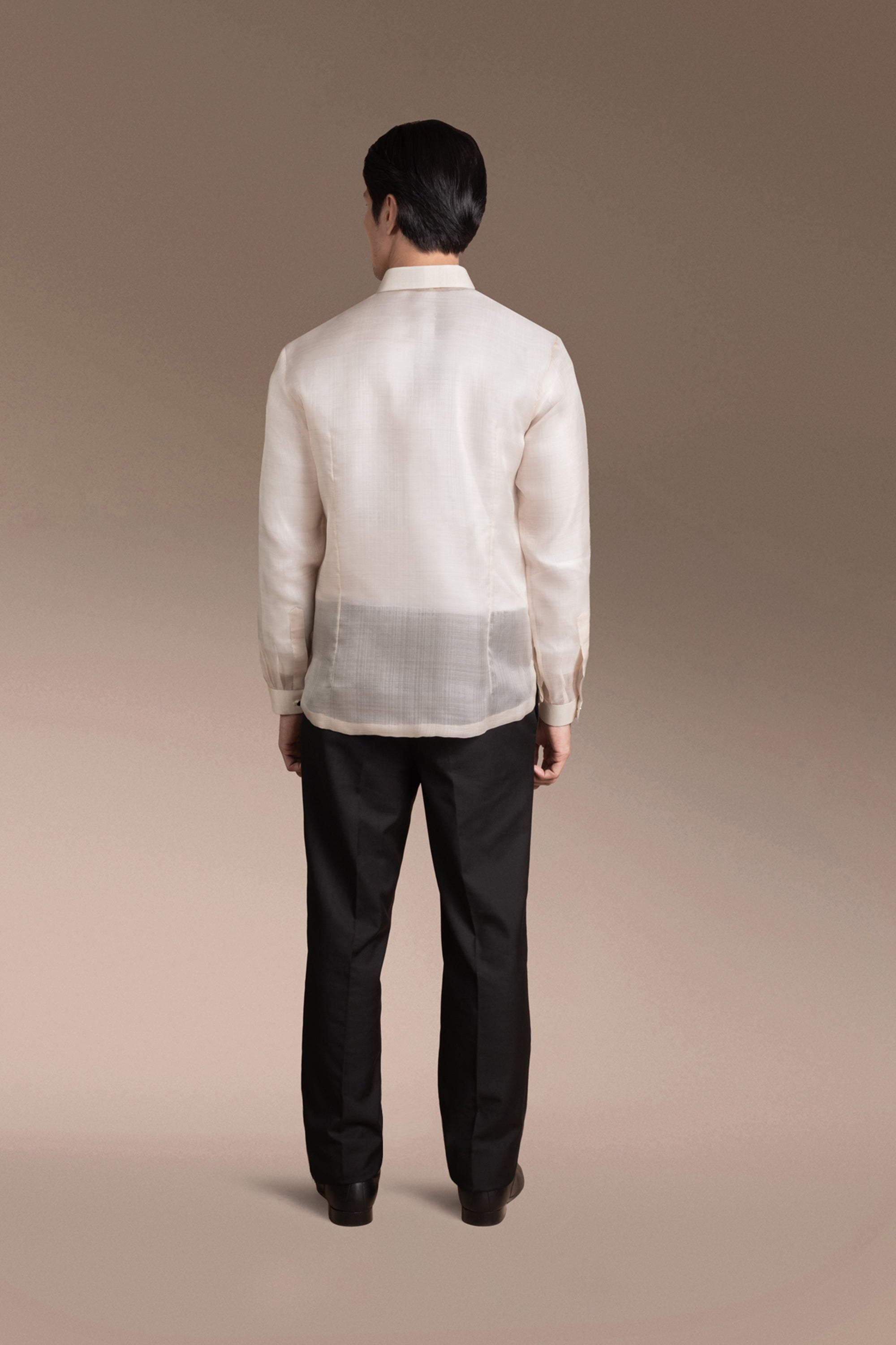 Onesimus Men’s Formal Barong Tagalog, Textured Pure Natural Silk, Embroidered
