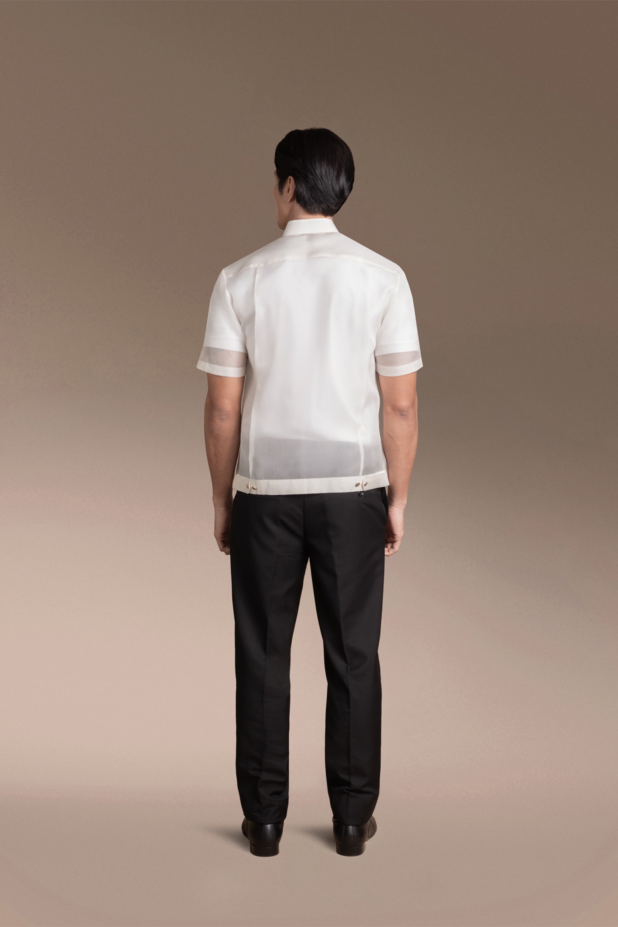 Onesimus Men’s Formal Barong Tagalog, Textured Pure Natural Silk, Embroidered