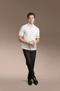 Onesimus Men’s Formal Barong Tagalog, Textured Pure Natural Silk, Embroidered