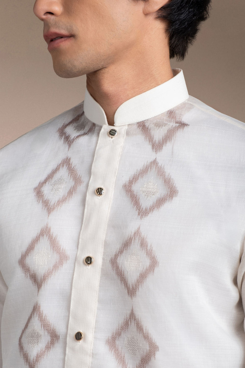 Onesimus Men’s Formal Barong Tagalog, Textured Faux Pina, Embroidered