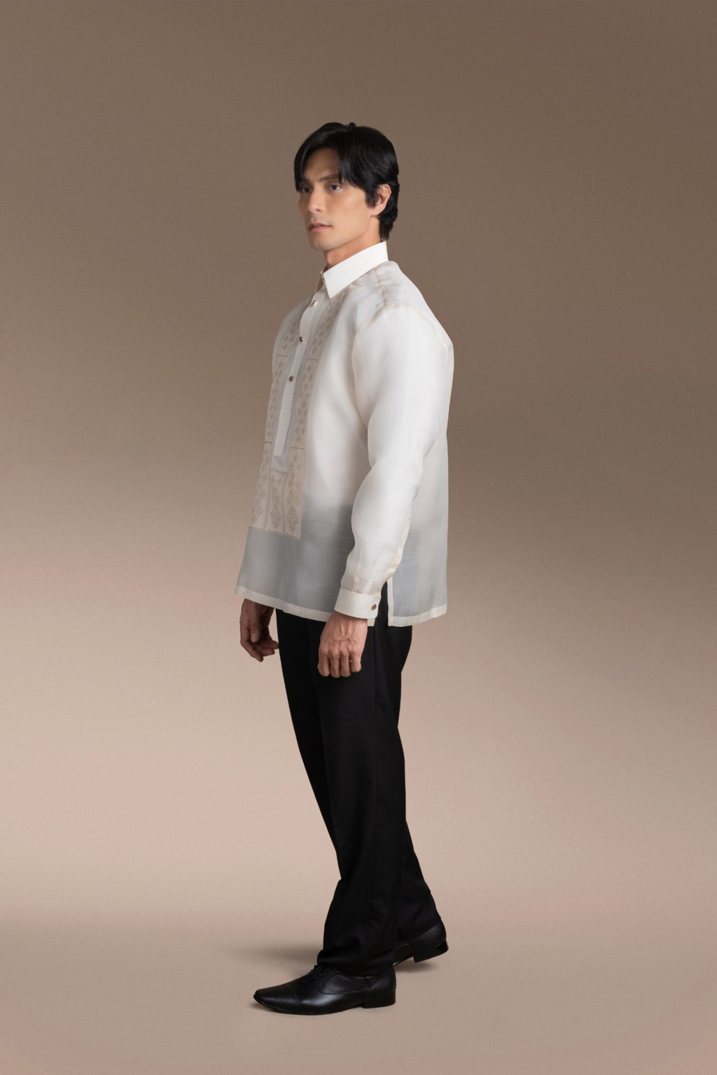 Onesimus Men’s Formal Barong Tagalog, Classic Pure Natural Silk, Embroidered