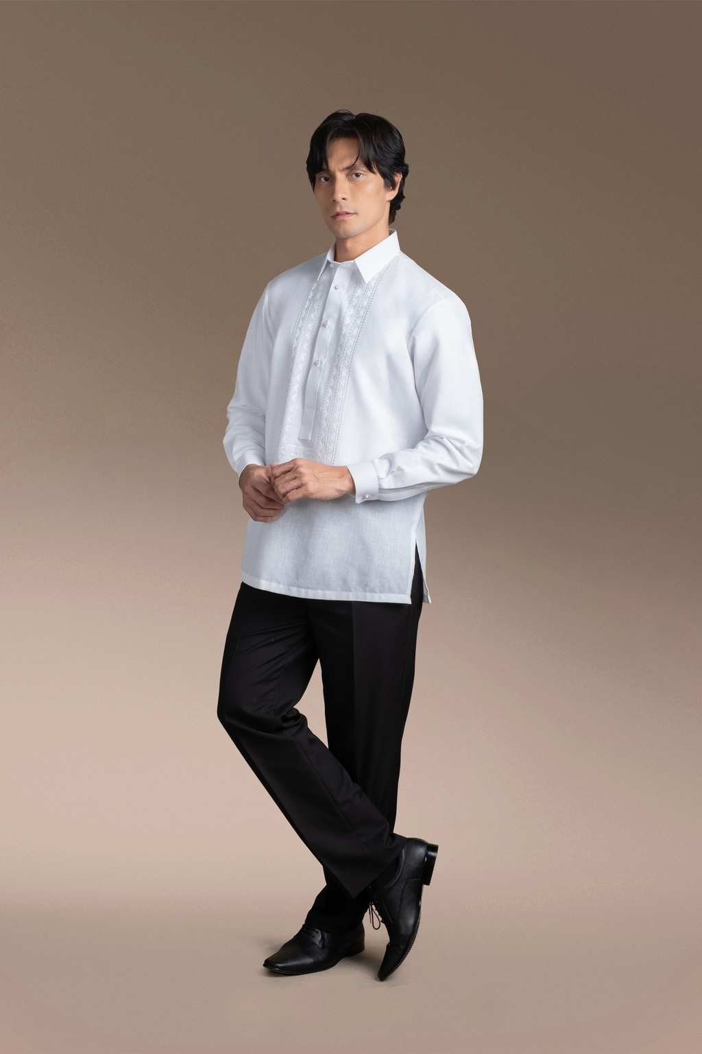 Onesimus Men’s Office Barong, Polyester-cotton Blend, Embroidered