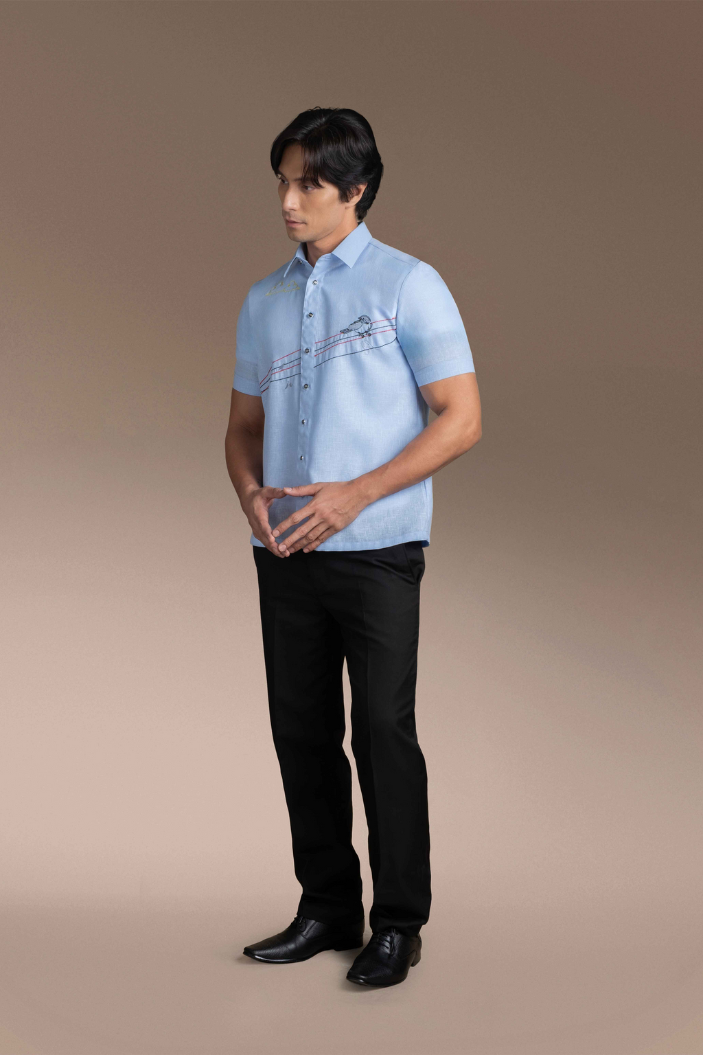 Onesimus Men’s Office Barong, Polyester-cotton Blend, Embroidered