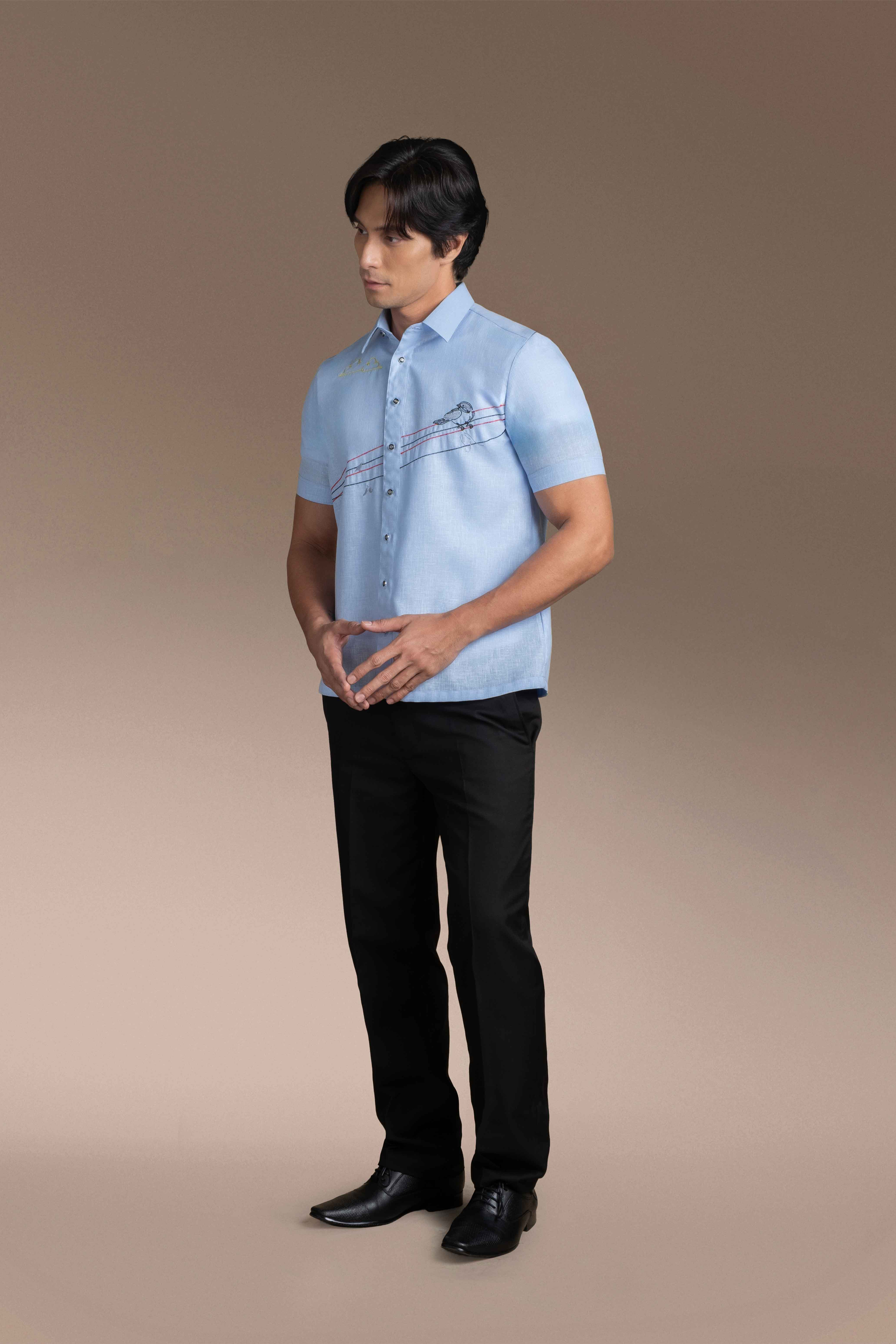 Onesimus Men’s Office Barong, Polyester-cotton Blend, Embroidered