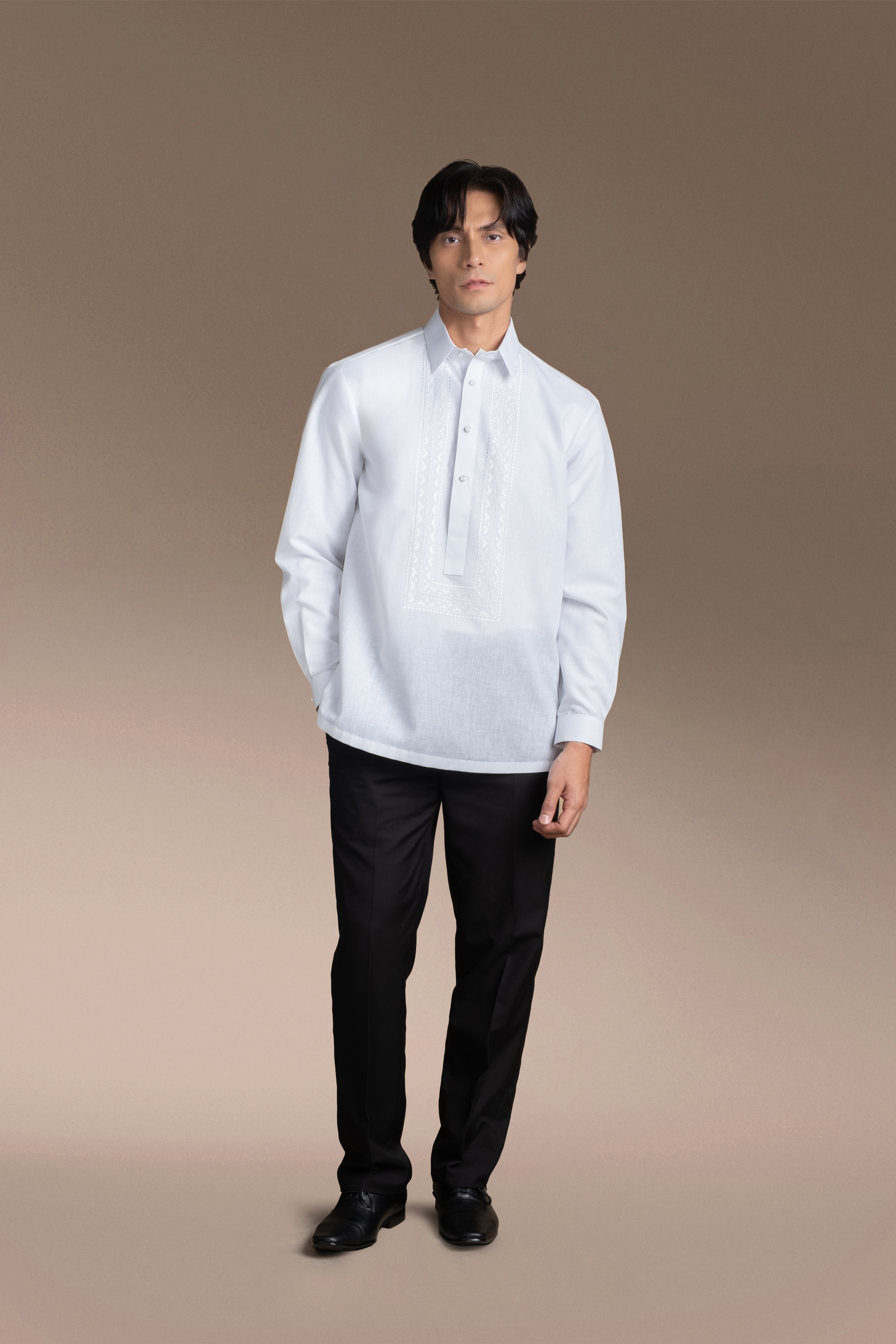 Onesimus Men’s Office Barong, Polyester-cotton Blend, Embroidered
