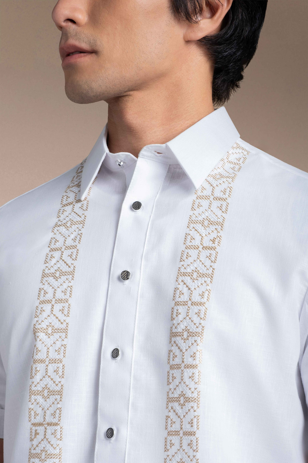 Onesimus Men’s Office Barong, Polyester-cotton Blend, Embroidered