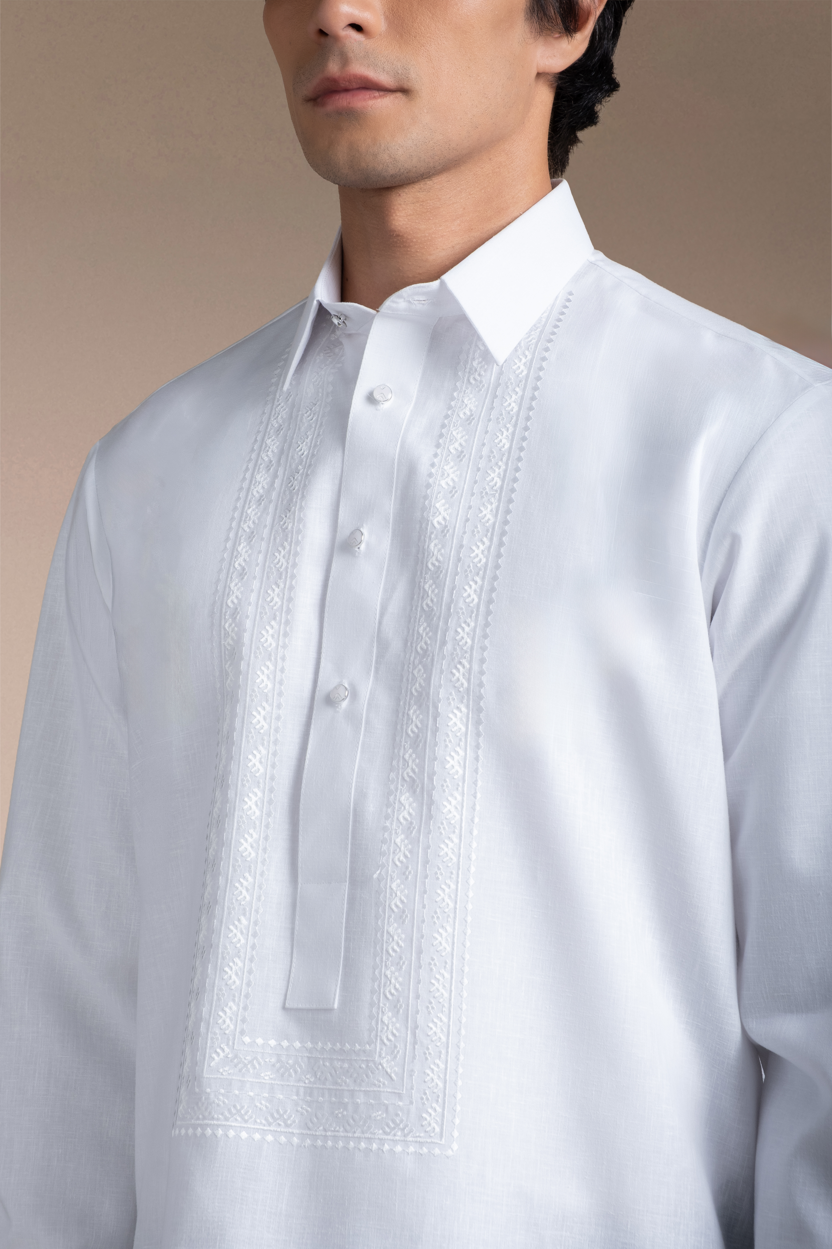 Onesimus Men’s Office Barong, Polyester-cotton Blend, Embroidered